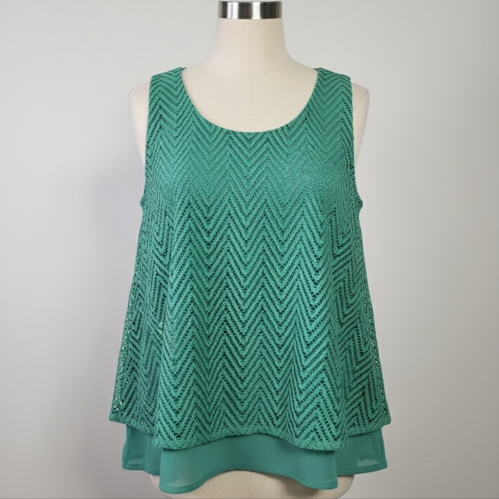 Y2K Style Candie's Mint Green Chevron Tank Top Woman's Large